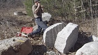 Splitting a Granite Boulder by Hand with Sebago Stonework [upl. by Sliwa]