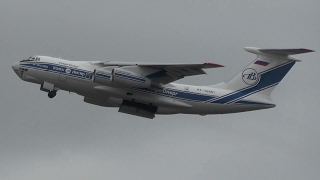 VolgaDnepr Ilyushin IL76 RA76951 Takeoff from Manchester Airport [upl. by Kosel178]