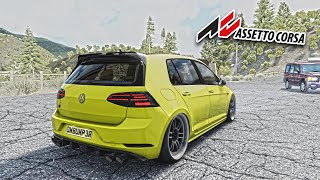 Volkswagen Golf R Canyon driving Through LA Canyons  Assetto Corsa  Thrustmaster T300 RS [upl. by Goldia]