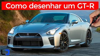 COMO DESENHAR UM NISSAN GTR Passo a passo [upl. by Randolf]