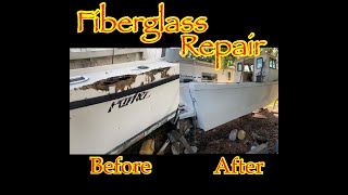 DIY Fiberglass REPAIRS  BOAT AUCTION  Broken Pilot House Part 3  HOW TO REPAIR A HOLE IN A BOAT [upl. by Inad103]