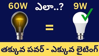 LED Vs Incandescent Bulbs  How LED Bulb Gives More Lighting In TeluguMaheshelectricks [upl. by Meihar]