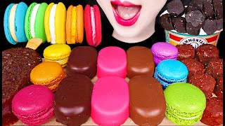 ASMR CHOCOLATE ICE CREAM MACARON 초콜릿 아이스크림 마카롱 먹방 MUKBANG EATING [upl. by Aicirtap891]