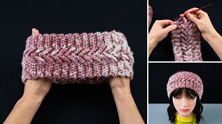 Easy crochet headband step by step tutorial [upl. by Eadith547]