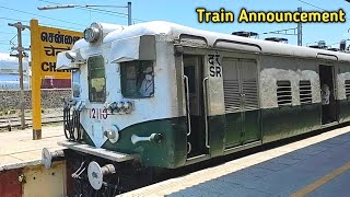 Train Announcement  Velachery Bound MRTS train  Chennai Beach Station [upl. by Reace]