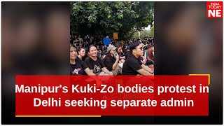 Manipurs KukiZo bodies protest in Delhi seeking separate administration [upl. by Aniat]