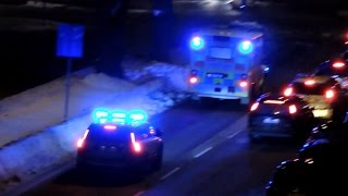 Polisbil amp ambulans med sirener amp blåljus 7 februari 2015 [upl. by Reyem661]