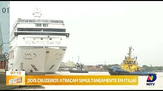 Itajaí recebe simultaneamente duplo atracamento de navios de cruzeiro [upl. by Vierno]