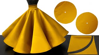 DOUBLE CIRCLE SKIRT ⭐️ Umbrella skirt cutting and stitching in VERY EASY way [upl. by Anahsor]