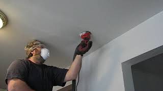 drywall sanding with Milwaukee 5quot random orbit palm sander [upl. by Anilatak]