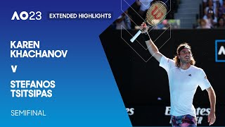 Karen Khachanov v Stefanos Tsitsipas Extended Highlights  Australian Open 2023 Semifinal [upl. by Severin]