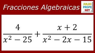 SUMAR FRACCIONES ALGEBRAICAS  Ejercicio 2 [upl. by Ardied229]