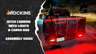 Mockins Hitch Carrier With Tail Lights amp Cargo Bag HowTo [upl. by Kram]