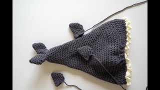 Quick crochet shark hat 22 not a tutorial [upl. by Ardnuaet374]