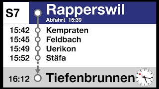 ZVV Ansagen S7 Rapperswil SGZH Tiefenbrunnen  Bauarbeiten  DPZ TIMS [upl. by Dulcie928]