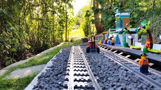 LEGO Cargo Train OnBoard Ride Drivers View to the lower lawn site in my Garden [upl. by Lorenzo797]