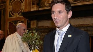 Lionel Messi meets Pope Francis [upl. by Elleirua]