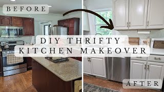 DIY Kitchen Makeover  No Demo  Low Budget Thrifty Kitchen Makeover [upl. by Arannahs]