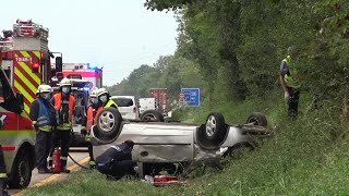 CorsaFahrer überschlägt sich unter Alkoholeinfluss – Auf A1 bei Hetzerath Fehlende Rettungsgasse [upl. by Oilut]