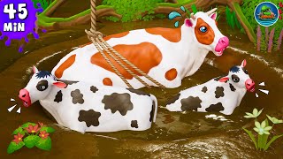 Farm Animals Rescue Videos Compilations  Cow Rescue  Animals Farm Diorama 3D Cartoons [upl. by Iatnahs]