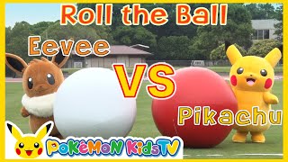 Pikachu vs Eevee  Roll the ball  Pokémon Fun Video  Pokémon Kids TV Shorts [upl. by Yebba]