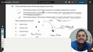 Three statements about the binding energy are providedI The binding energy is the energy required [upl. by Thanasi]