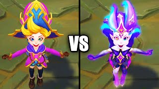 Arcanist Zoe vs Star Guardian Zoe Epic Skins Comparison League of Legends [upl. by Naasah]