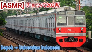 【走行音】チョッパ JR 203系 マト66 Depok  UnivIndonesia  Suara Perjalanan JR 203DP106F Depok  UnivIndonesia [upl. by Nylac5]