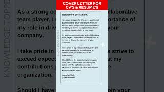 COVER LETTER for CVs and RESUMES shorts [upl. by Chuah777]