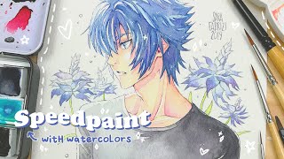 💙 Speedpaint  ft Schmincke Watercolors ✨ [upl. by Salvucci]