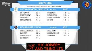 Richmondshire CC 1st XI v Clifton Alliance CC Yorks 1st XI [upl. by Notgnirra472]