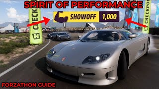 Forza Horizon 5  Forzathon Guide  Spirit Of Performance  SHOW OFF SKILL Guide  Koenigsegg CC8S [upl. by Ras]