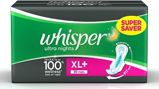 MENSTRUAL CYCLE WHISPER ULTRA NIGHTS PADS REVIEW SANITARY PADS menstrual cup [upl. by Marabelle745]