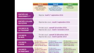 calendrier scolaire 2014  2015  rentrée des classes et vacances [upl. by Haneekas]