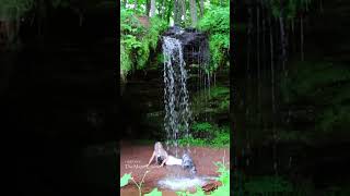 MERMAID UNDER A WATERFALL can you name this Michigan waterfall shorts [upl. by Ellenaej405]