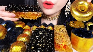 ASMRBLACKampGOLD PARTYHONEYCOMBTAPIOCA PEARLSBOBA│블랙amp골드초콜릿마시멜로우벌집꿀타피오카펄│MUKBANG│EATING SOUNDS [upl. by Aihtenak239]