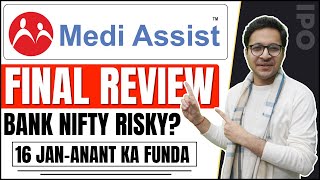 MEDI ASSIST HEALTHCARE IPO  Final review  Angel One fall  HDFC Bank Nifty risky  16012024 [upl. by Hobbie427]