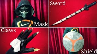 4 Taskmaster Weapons With Cardboard  Claws  Sword  Shield  Mask  Black Widow Movie Prop [upl. by Oppen]