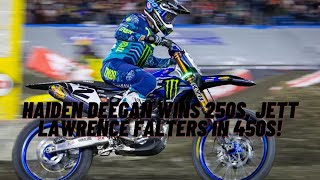 Foxborough Supercross Recap Haiden Deegan Dominates Cooper Webb Wins 450s Jett Lawrence Falters [upl. by Pip785]