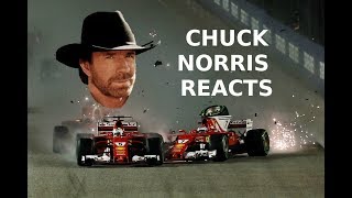 Chuck Norris reacts to Vettel Raikkonen Verstappen crash in Singapore [upl. by Efram669]