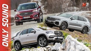 FORD EDGE VS VOLKSWAGEN TOUAREG VS MERCEDES GLE 2019  FIRST TEST DRIVE ONLY SOUND [upl. by Scrogan]