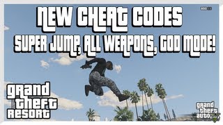 NEW GTA 5 Cheats  God mode Super Jump All Weapons  More [upl. by Derreg]