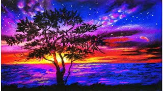 Pastel painting for beginners  Drawing of nature  landscape realistic  landscape Drawing [upl. by Inilahs]