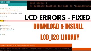 LiquidCrystalI2Ch No such file or Directory Error  No matching function I2c LCD  Error Fixed [upl. by Trevar235]