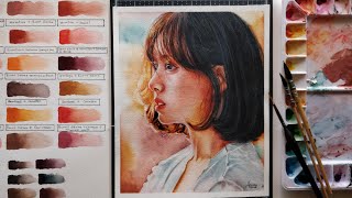 Watercolor portrait painting tutorial step by step [upl. by Buckley336]