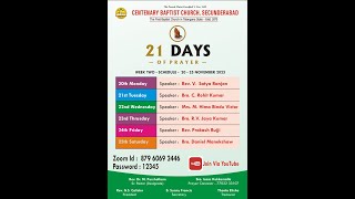 21 Days of PrayerCentenary Baptist Church Secunderabad [upl. by Lemraj]