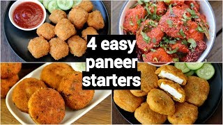 4 easy paneer starters or snacks recipes  पनीर के नाश्ते रेसिपी  easy paneer appetisers recipe [upl. by Yesnyl]