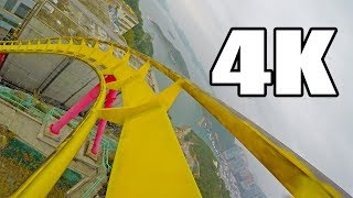 Hair Raiser 4K Roller Coaster Front Seat View Ocean Park Hong Kong Onride POV [upl. by Ilyk221]