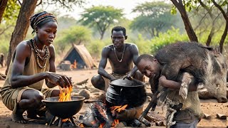 Revealed Hadzabe Catch and Eat A of Bush Pig  hunters documentary [upl. by Emerson]