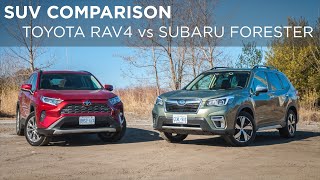 SUV Comparison  2019 Toyota RAV4 vs 2019 Subaru Forester  Drivingca [upl. by Lashar]